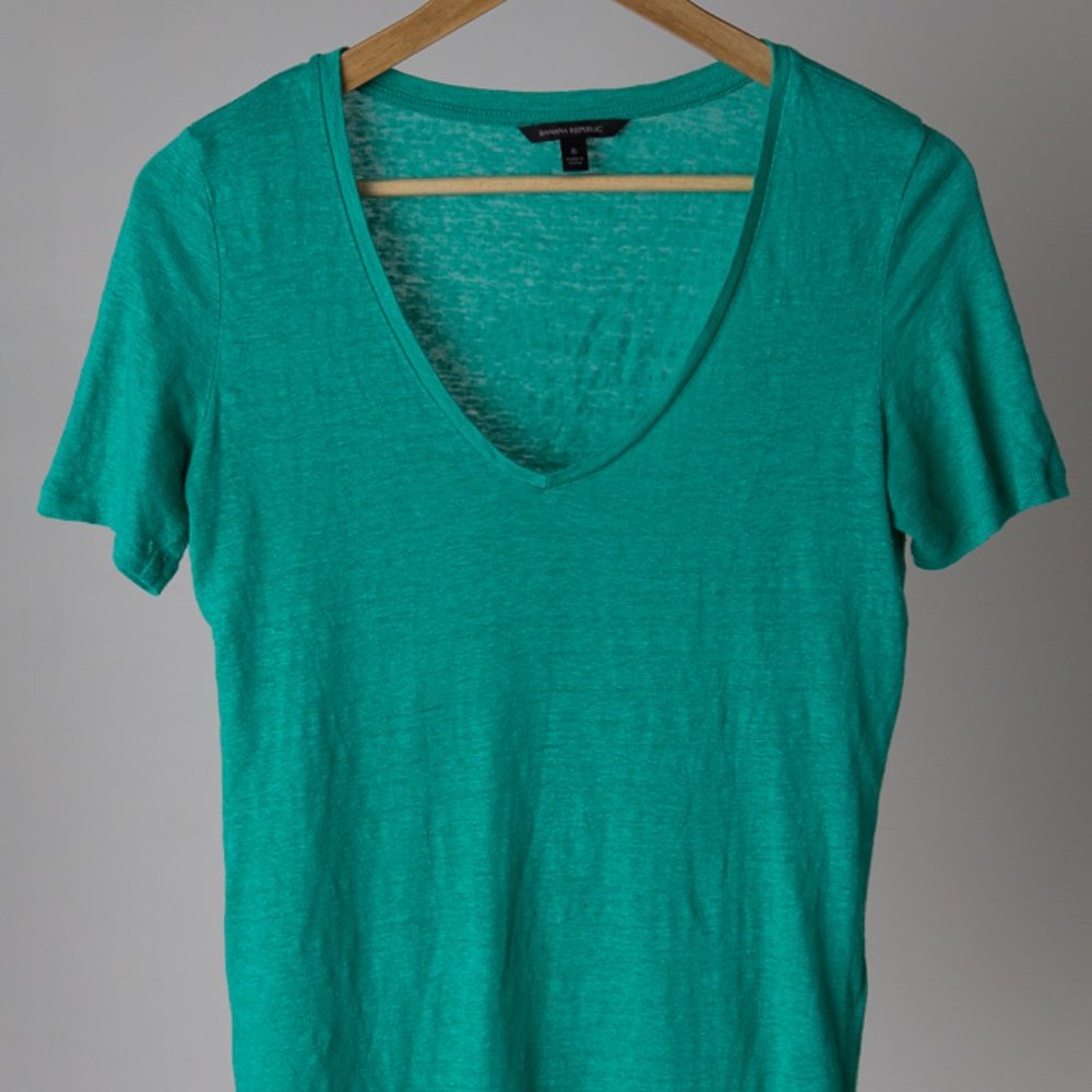 Teal V-Neck T-Shirt Style Knit Top
